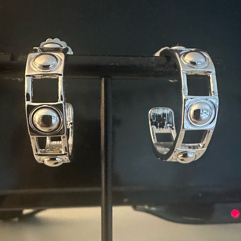 Lia Sophia Silver Geometric Hoop Earrings